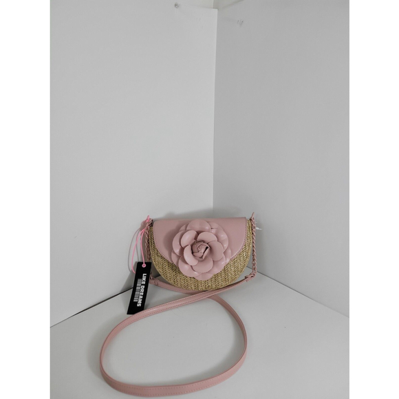 Women's Like Dreams Blush Pink Flower Straw/Wicker Crossbody/Shoulder Bag. - Picture 12 of 12